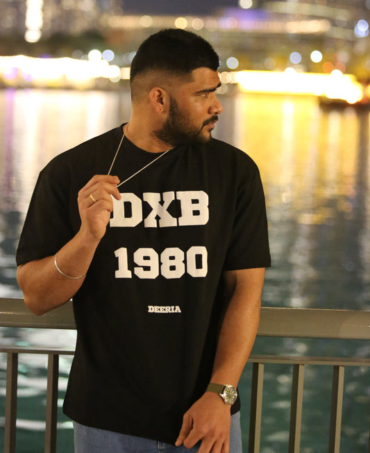 Black Oversized DXB T-Shirt for Men and Women